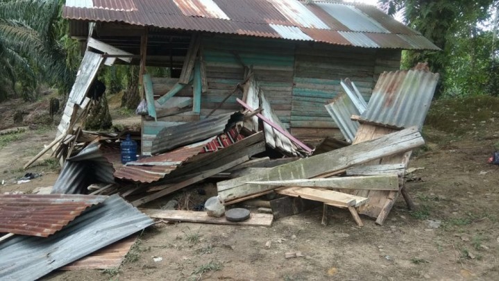 Gajah Rusak Tiga Rumah Warga Kota Garo Kampar