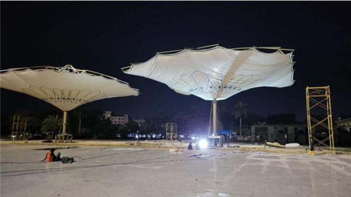 Proyek Penataan Masjid Raya Annur Riau Belum Tuntas 10 Persen