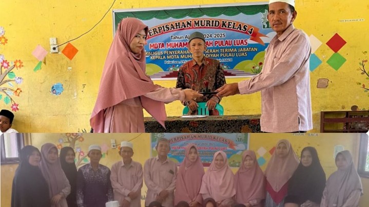 Perpisahan Siswa Kelas 4 dan Serah Terima Jabatan Kepala MDTA Muhammadiyah Pulau Luas Berlangsung Khidmat