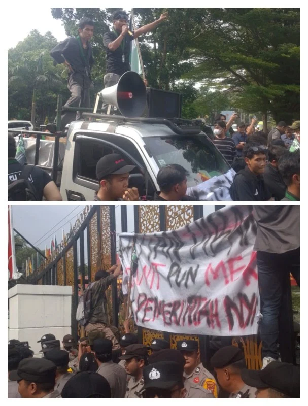 HMI Pekanbaru Kembali Demo DPRD Riau Tuntut Kaderismanto Temui Massa, Desak Penanganan Karhutla