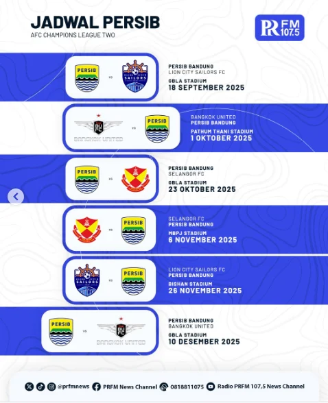 Jadwal Liga 2 dan Agenda Padat Persib Bandung: Duel Seru Melawan Melbourne Victory di ACL 2