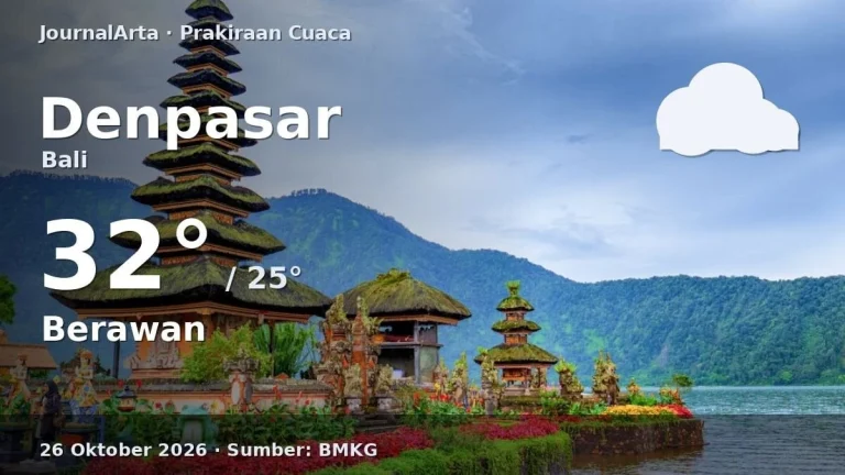 Perkiraan Cuaca Senin 26 Oktober 2026: Bali Berawan, Jakarta Diguyur Hujan Ringan, Jogja Basah di Malam Hari