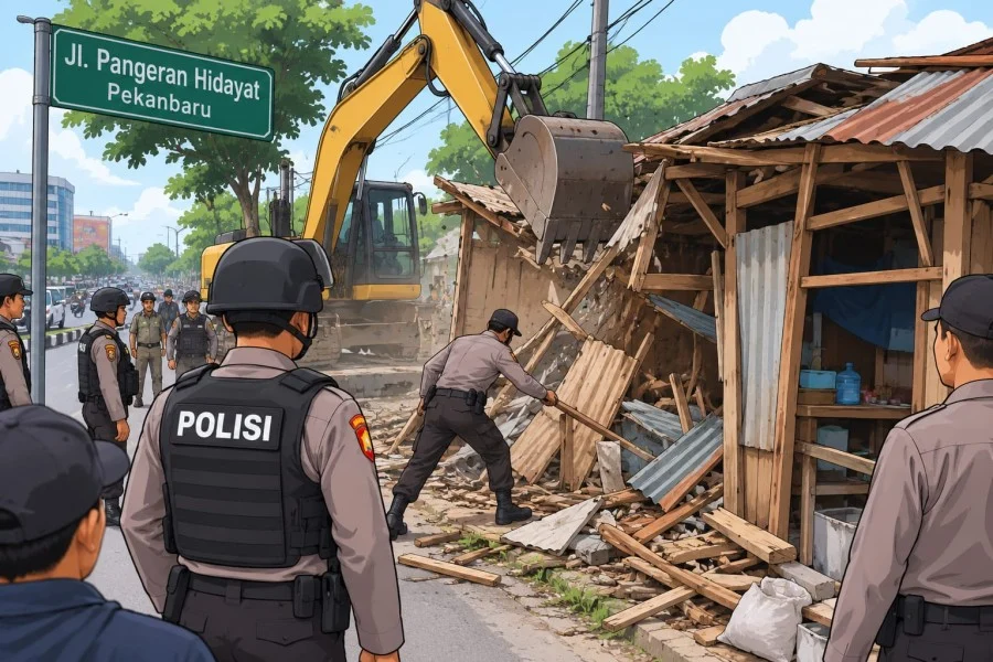 Polda Riau Hancurkan Gubuk Diduga Sarang Narkoba di Pekanbaru, Dua Pria Positif Sabu Diamankan