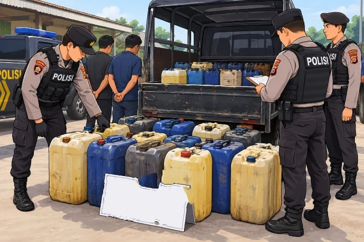 Polres Inhil Ungkap Penyelewengan Solar Subsidi, Tiga Pria Jadi Tersangka di Kempas