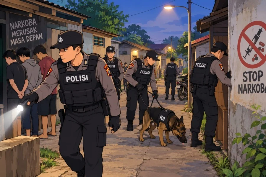 Satresnarkoba Polresta Pekanbaru Gerebek Tiga Gang di Pangeran Hidayat, 4 Pria Diamankan